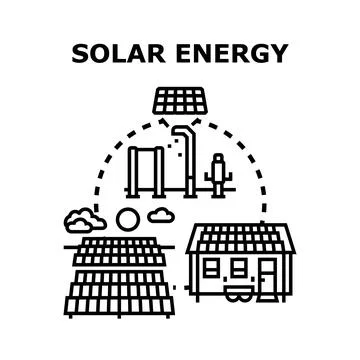 Solar energy using renewable power technology concept Stock Illustration