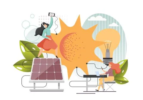 Solar energy, vector flat style design illustration Stock Illustration