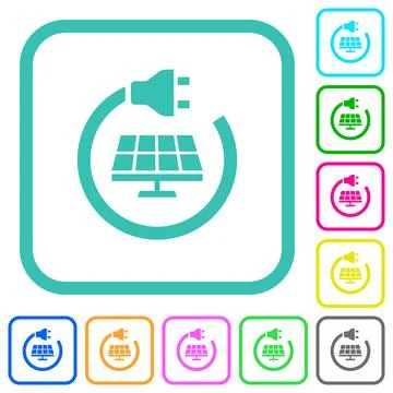 Solar energy vivid colored flat icons Stock Illustration