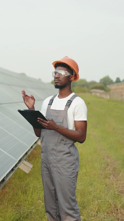 Solar Engineer Inspecting Panels Stock Footage 317399226