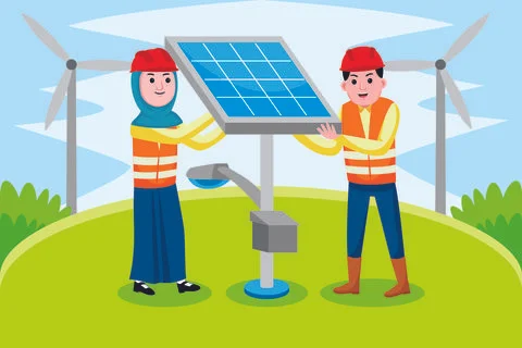 Solar Engineer Profession Stock Illustration