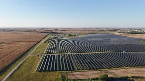 Solar Farm With Blue Sky Stock Footage 318374445