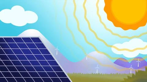 Solar Farm Close-Up Stock Illustration