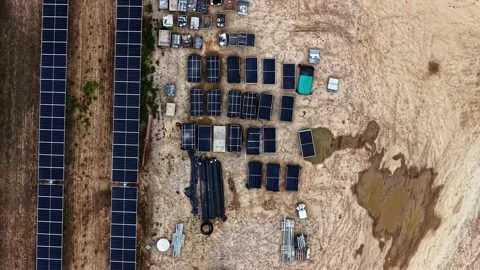 Solar Farm Construction Materials Top Down Aerial View Stock Footage 341545957