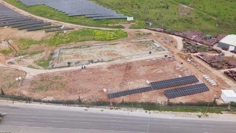 Solar Farm Construction Progress from Start to Completion Stock Footage 338373278