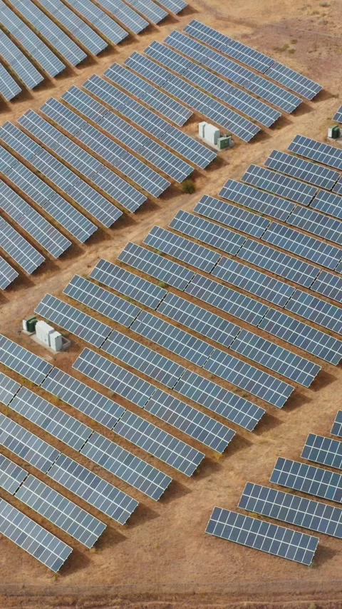 Solar Farm Forward Pan Low Aerial Desert Panels Stock Footage 345371147
