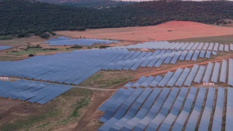 Solar farm generating clean electricity with photovoltaic panels Stock Footage 344759400