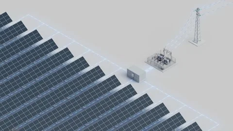 Solar Farm Grid Connection Isometric Looping Video 動画素材 283383259