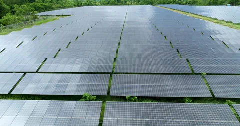 Solar Farm Infrastructure Generating Renewable Energy Power Aerial View Wid.. Stock Footage 338331657