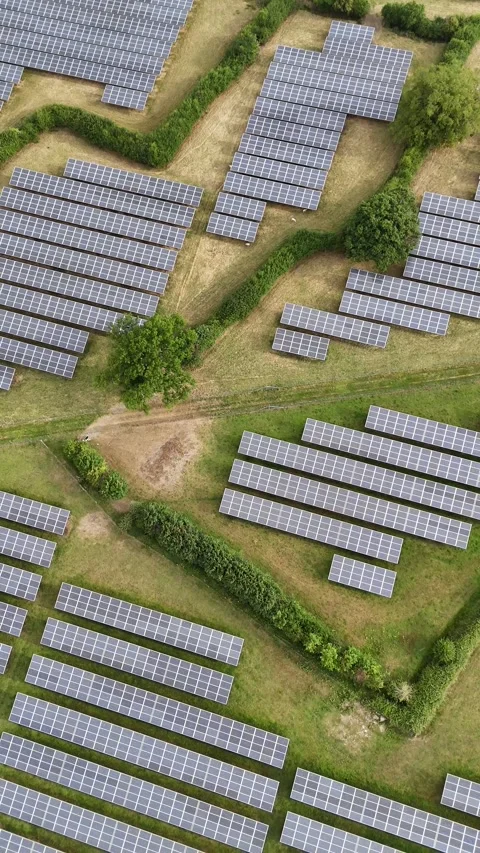 Solar farm layout based on old fields patterns.  Stockbeeldmateriaal 326645845