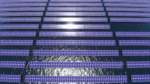 Solar farm at the sea generating clean energy Stock Footage 201499632