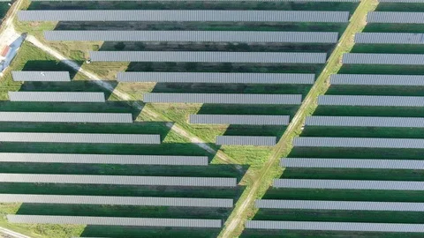 Solar field aerial 4K Stock Footage 119376139