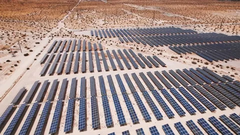 Solar field drone video Stock Footage 246640090