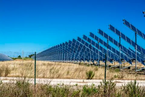 Solar field in summer Stock Photos