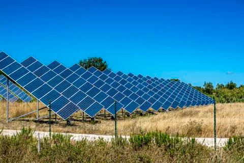 Solar field in summer Stock Photos
