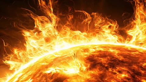 Solar flare erupting from the sun's surface rotation Stock Footage 286064054