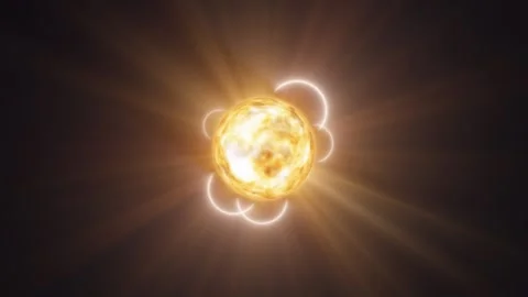 Solar Flare Orb with Coronal Loops Seamless Loop Stock-Footage 346829386