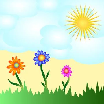 Solar flower card. Stock Illustration