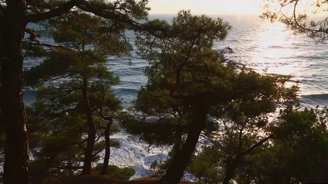 Solar glare on the sea waves. View from above, Time laps Stock Footage 80463568