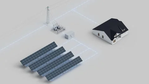 Solar Grid Home Connection Isometric Loop 動画素材 283383270