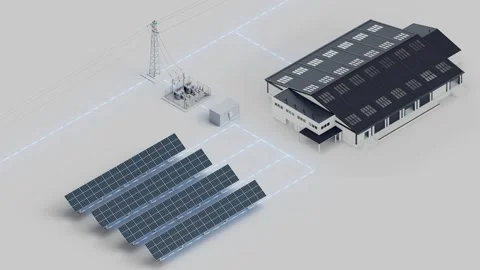 Solar Grid Warehouse Connection Isometric Loop 動画素材 283383316