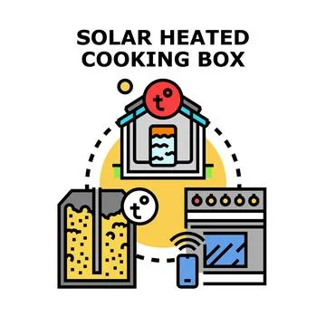 Solar heated cooking technology controlling smart home cooking system Stock Illustration