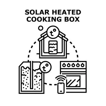 Solar heated cooking technology controlling smart home cooking system Stock Illustration