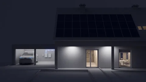 Solar Home Battery System Night View Looping Video 動画素材 283383239