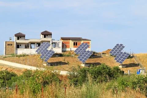 Solar homes Solar modules system and new houses in rural area Copyright: x... Stock Photos