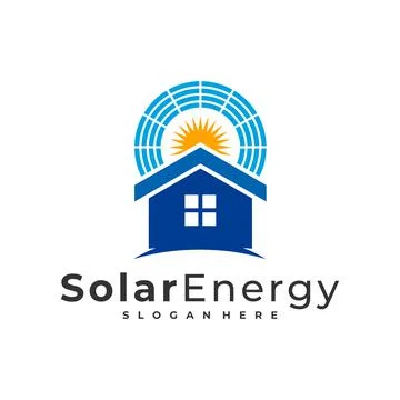 Solar house logo vector template, Creative Sun energy logo design concepts Stock Illustration