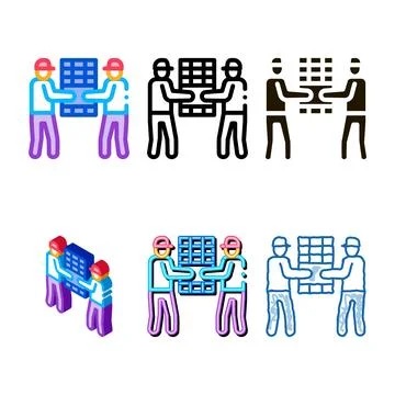 Solar installation workers icon vector modern outline Ilustración de archivo