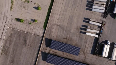 Solar Installations and Logistics Yard in Industrial Lot Stock-Footage 336754985