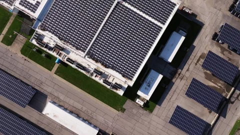 Solar Installations Around Data Center Buildings Aerial Stock Footage 337200710