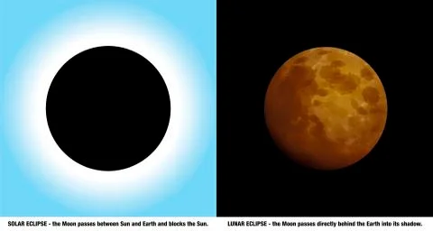 Solar Lunar Eclipse Difference Stock Illustration