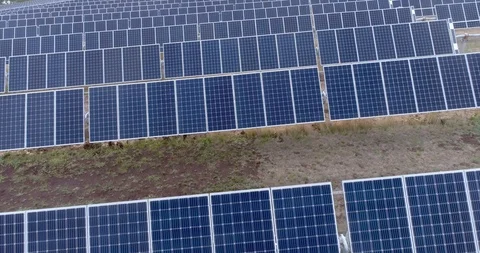 Solar Micro Grid from the air - drone Video stock 125408900