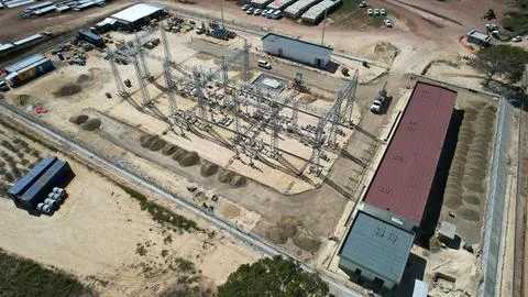 Solar modules in pv plant. Stock Photos