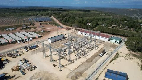 Solar modules in pv plant. Stock Photos