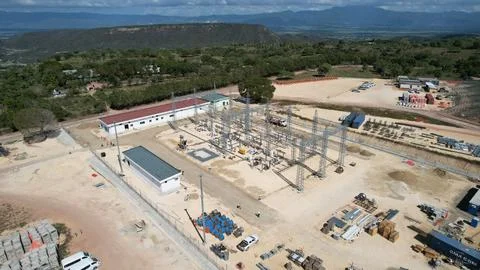 Solar modules in pv plant. Stock Photos
