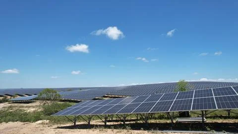 Solar modules in pv plant. Stock Photos