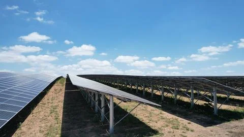 Solar modules in pv plant. Stock Photos