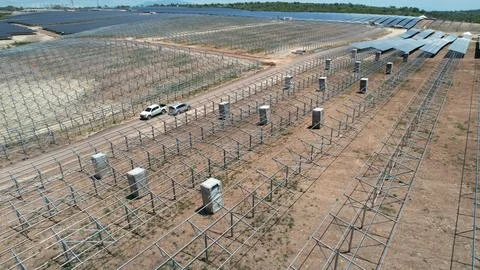 Solar modules in pv plant. Stock Photos