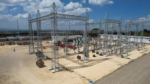 Solar modules in pv plant. Stock Photos