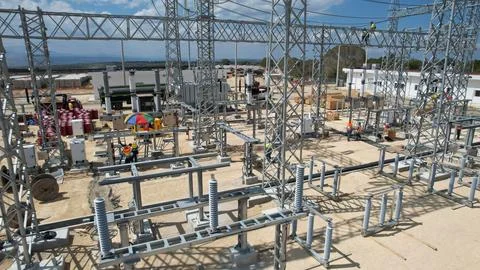 Solar modules in pv plant. Stock Photos