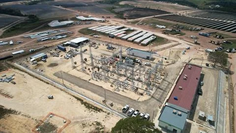 Solar modules in pv plant. Stock Photos