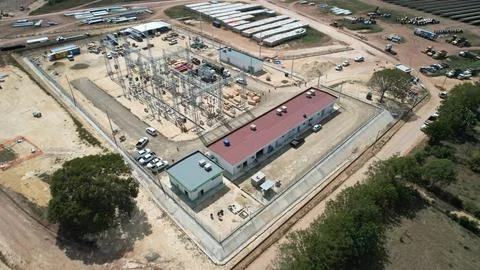 Solar modules in pv plant. Stock Photos