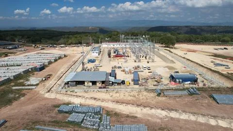 Solar modules in pv plant. Stock Photos