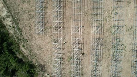 Solar modules in pv plant. Stock Photos