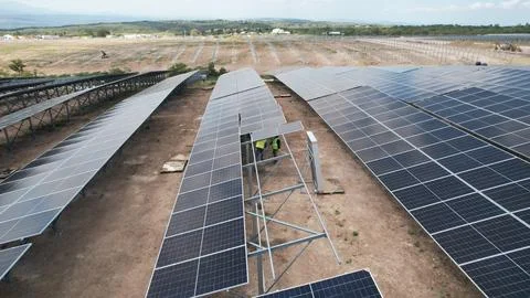 Solar modules in pv plant. Stock Photos