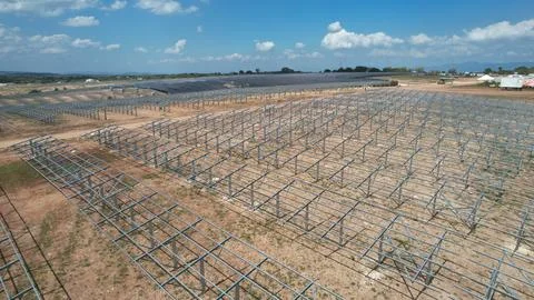 Solar modules in pv plant. Stock Photos