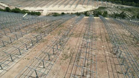 Solar modules in pv plant. Stock Photos